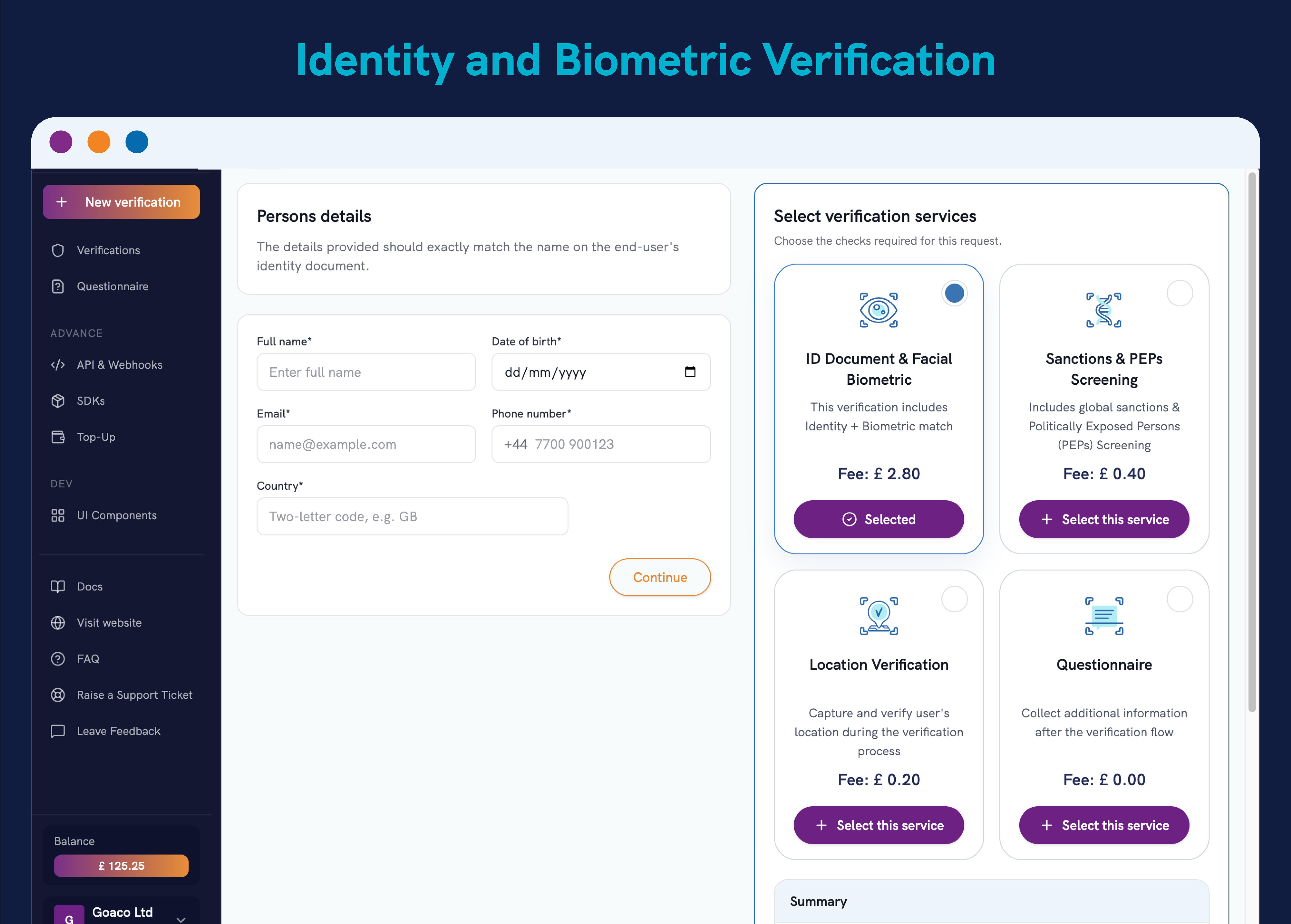 Goidentity Identity And Biometric Verification