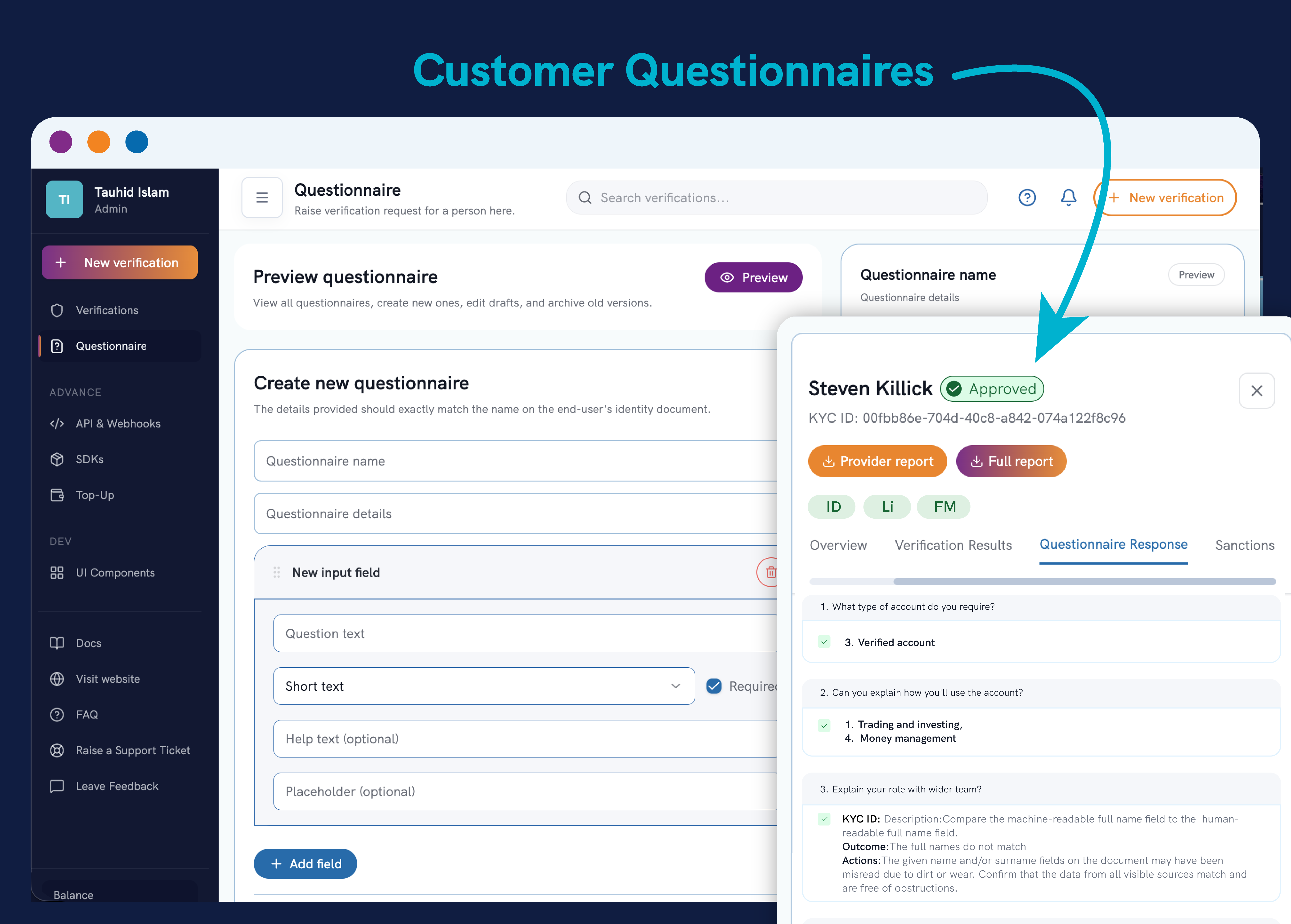 Goidentity Customer Questionnaires